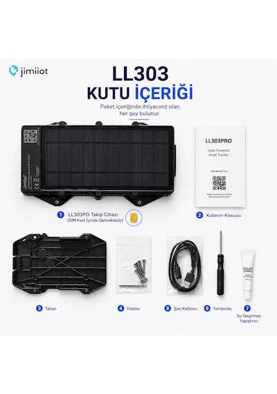 Jimiiot Jimi Iot Ll303 Solar Enerjili 4g Gps Varlık Takip Cihazı 10.000 Mah, Ip67, Karavan, Tekne, Treyler Ve İş Makinesi Takip