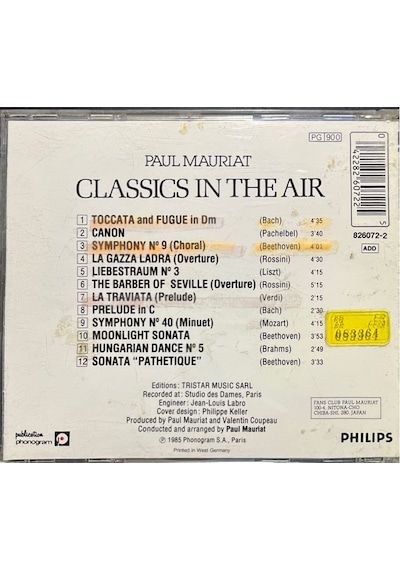 Plak Değildir Cd Dir Cd Paul Mauriat Classics In The Air Cd