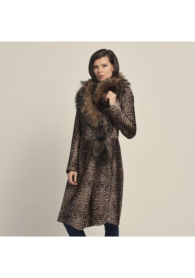 Rouge Kürklü Kadın Deri Mont P254lu Leopar