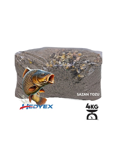 Hedyex 4kg Sazan Tozu Yüksek Proteinli Özel Katkılı Sazan Alabalık Avı Toz Yem