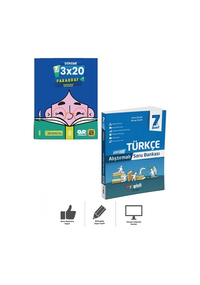 7. Sınıf Türkçe Alıştırmalı Soru Bankası + Paragraf Deneme 2 Kitap Bigelio + Gizli