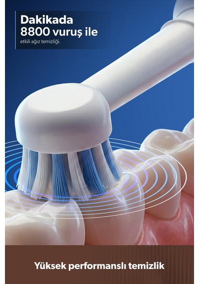 Brushboss 4701H 4 Modlu 21 Gün Kullanım Süreli Akıllı Zamanlayıcılı Şarjlı Diş Fırçası Mavi