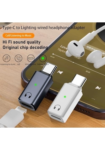 Type C To Lightning Kulaklık Dönüştürücü İpad Yuva Çevirici Müzik Dinleme Arama Otgkl