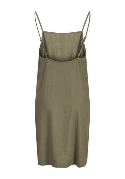 Kadin Kare Yaka Kolsuz Elbise - Almira - 12294717 Dusty Olive