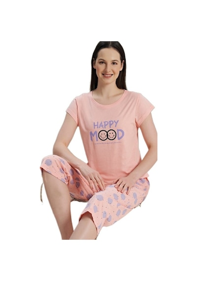 Bipamuk Mare Blu Tasarım Kadın Pijama Takımı Kısa Kollu Kapri S/xl Çok Renkli