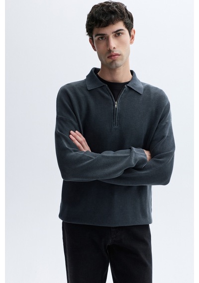 Mudo Erkek Erkek Lacivert Oversize Polo Yaka Kazak 1263351