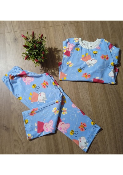 Peppa Pig Figürlü Desenli Çocuk Takımı Açik Mavi