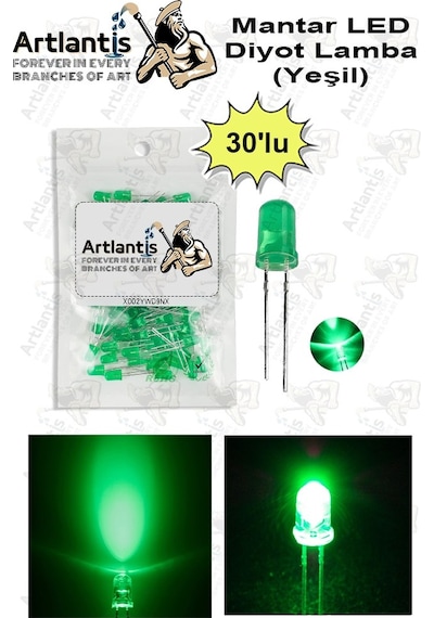 Yeşil Mantar Led Diyot Lamba 30 Lu 1 Paket Yeşil 4.8 Mm Mini Mantar Led Lamba Deney Bilim Proje Arduino Işığı