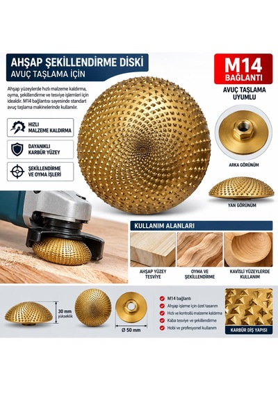 Ahşap Ve Plastik Raspalama Törpüsü M14-50mm Çap