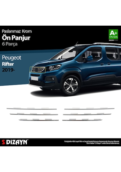 S-Dizayn Peugeot Rifter Krom Ön Panjur 6 Prç. 2019 ve Üzeri