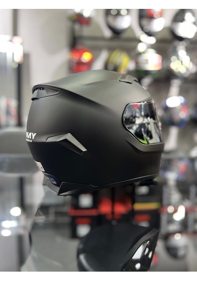 Sway 820 Ayna Vizörlü Kapalı Kask Mat Siyah