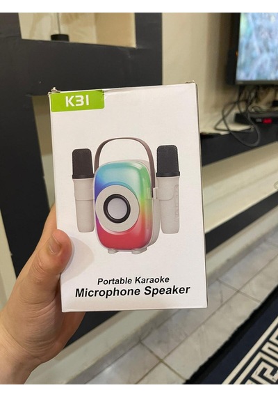 K31 Bluetoothlu Işıklı Mikrofonlu Hem Karaoke Hemde Hoparlör Bir Arada