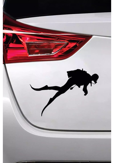 Tüplü Dalgıç Oto Sticker Siyah 25 X 17 Cm Aracınıza Yeni Bir Tarz Katın