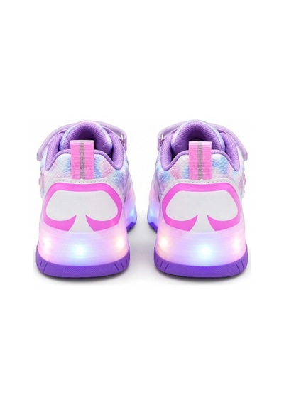 Patenli Işıklı Cırtlı Çocuk Sneaker Ayakkabı Lila Beyaz 30-37 Beyaz - Mor