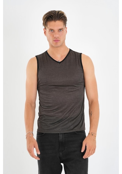 Alexander Gardi Alexandergardı Kolsuz V Yaka Erkek T-shirt Antrasit