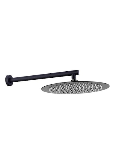 Fause Ankastre Duş Başlığı Borulu Oval Slim Metal 25 Cm Siyah Diğer