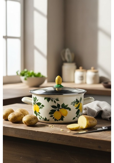 Akayev Emaye Limon 24 Cm Kızartma Tenceresi Limonlu