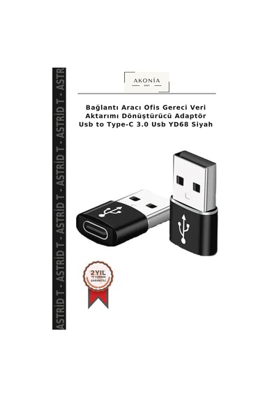 Bağlantı Aracı Ofis Gereci Veri Aktarımı Dönüştürücü Adaptör Usb To Type-c 3.0 Usb Yd68 Siyah
