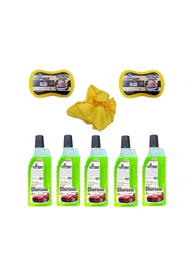 Ebrayn 5 Adet 1 Litre Şampuan 2 Adet Sünger 1 Adet Microfiber Bez