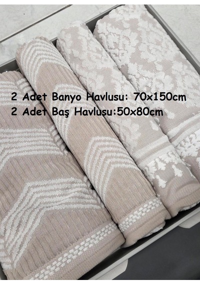 Özdilek Best Hamam Seti, Banyo Havlu Takımı-tappeto Bej Krem