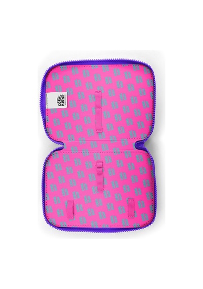 Coral High Mor Leopar Desenli Çift Katlı Kalem Çanta 11132 Mor