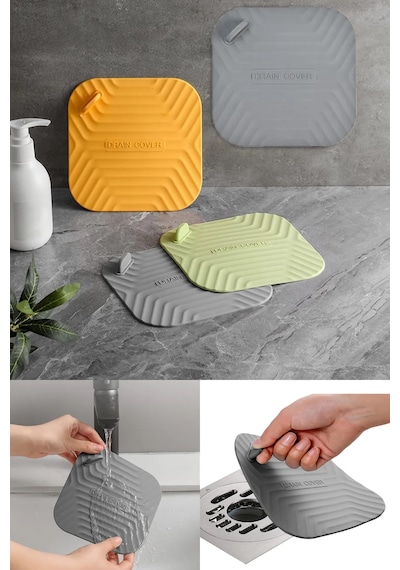 Tineke Siyah Renk Kare Kötü Koku Önleyici Silikon Mat Banyo Mutfa