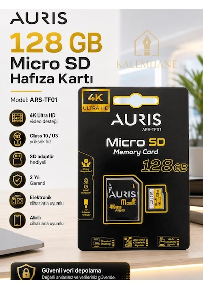 Aurıs 128 Gb Micro Sd Hafıza Kartı Class 10 U3 4k Destekli Sd Adaptörlü