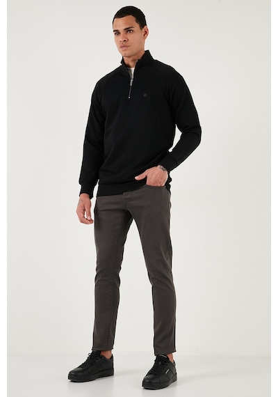 Buratti Pamuklu Relaxed Fit Yarım Fermuarlı Dik Yaka Erkek Sweat 5901232 Siyah