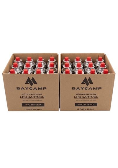 Baycamp 227gr 400 Ml Butan Propan Lpg Kartuş 24 Lü Paket Çok Renkli