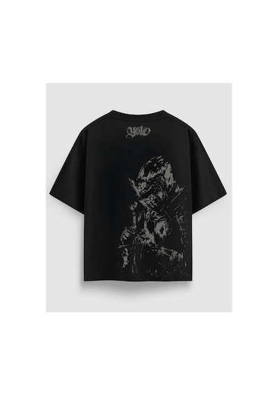 Yolo Street Oversize Unisex Siyah Tişört Yolo Yazılı Ortaçağ Şövalye Baskı, %100 Pamuk Streetwear Tasarım Siyah1x Yolo Street Oversize Unisex Siyah Tişört Yolo Yazılı Ortaçağ Şövalye Baskı, %100 Pamuk Streetwear Tasarım Siyah1x