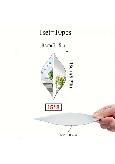 Gümüş Aynalı Pleksi Su Damlası Duvar Dekor 15x8cm 10 Adet