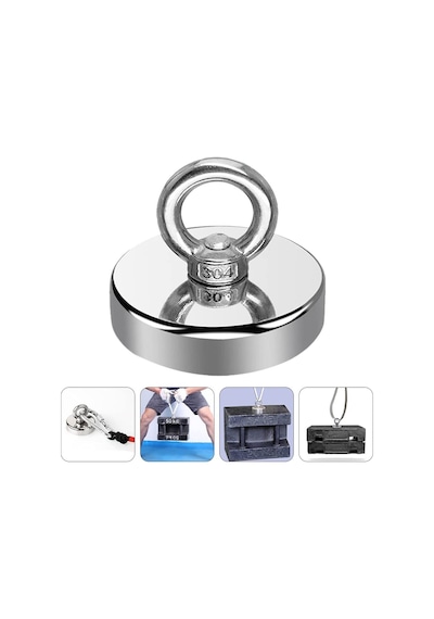 Süper Güçlü Neodyum Pot Mıknatıs 60mm - Halkalı Kurtarma Ve Fishing Magnet