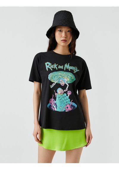 Koton Rick And Morty Lisanslı Baskılı Tişört Siyah 2sal10182ık