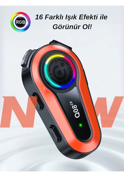 Wearfitpro Q08-2x Rgb Işık Efektli İntercom Bluetooth Motosiklet Kask Kulaklığı İntercom Kulaklık