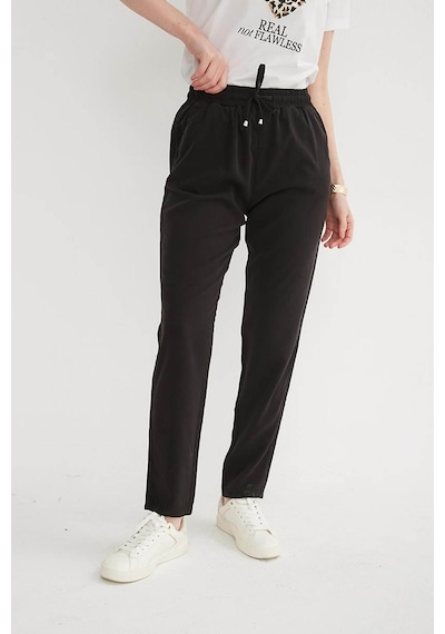 Fashion Friends Beli Bağlamalı Siyah Kadın Pantolon 26y0477k1