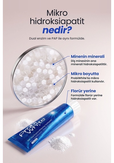 Probiwhite Beyazlatıcı Diş Macunu-pap Teknolojili,mikro Hidroksiapatit+enzim ,vegan Beyazlatma