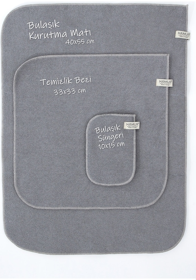 Gri Microwell 3 Prç Set Microfiber Bulaşık Kurutma Matı 3'lü Mutfak Seti Kurulama Bezi Örtüsü