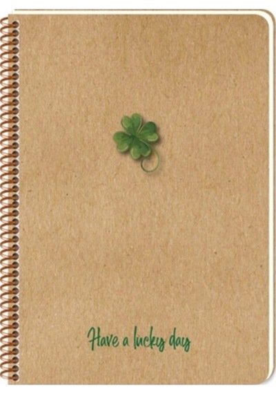Lucky A5 80 Yaprak Noktalı Spiralli Kraft Kapak Ivory Kağıt Defter Yonca