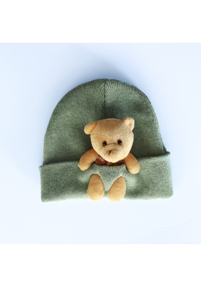 Bidigago Peluş Ayıcıklı Renkli Çocuk Bere Yeşil