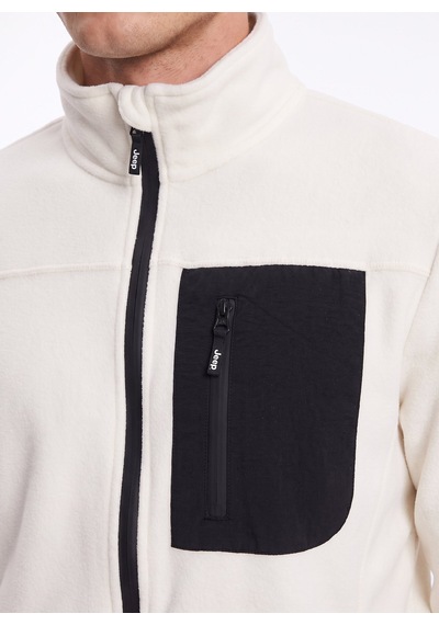 Jeep Ekru Erkek Dik Relaxed Düz Polar Sweatshırt J4wm-swt4444
