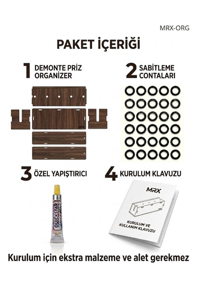 Mrx -org Priz Organizer Kablo Düzenleyici Kutu & Kablo Gizleyici, Dekoratif Açık Meşe