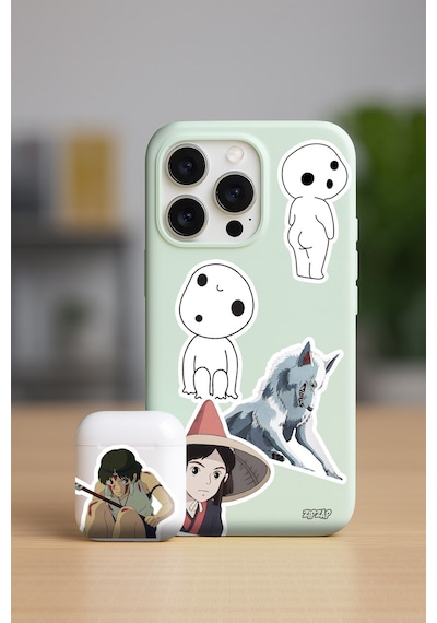 Mononoke Hime Princess Mononoke Anime Telefon Laptop Yapışkanlı Folyo Sticker Paketi 22 Adet Çok Renkli