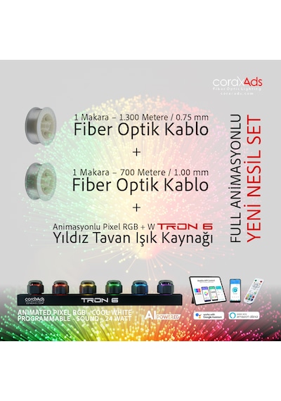 Otobüs Ambiyans Aydınlatma Fiber Optik Yıldız Tavan Seti Çok Renkli