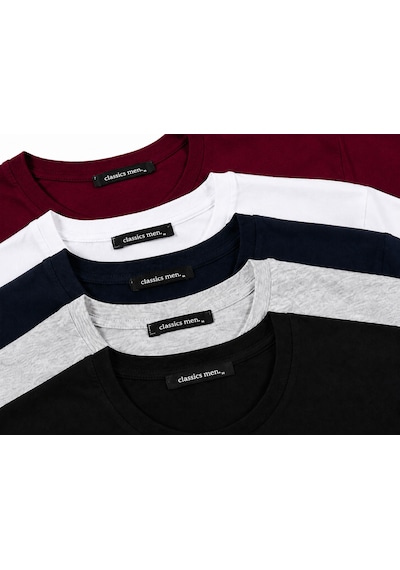 Fabio Cassani Classics Men Relaxed Fit Basic Kısa Kol Tişört 5'li Siyah-laci-beyaz-gri-bordo Karışık-çok Renkli Fabio Cassani Classics Men Relaxed Fit Basic Kısa Kol Tişört 5'li Siyah-laci-beyaz-gri-bordo Karışık-çok Renkli