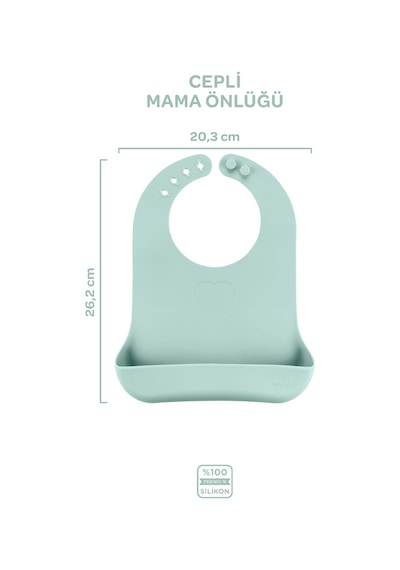 Silikon Beslenme Seti 4'lü Spring Yeşil / Mama Önlüğü, Mama Tabağı, Bandırma Kaşığı, Kulplu Bardak