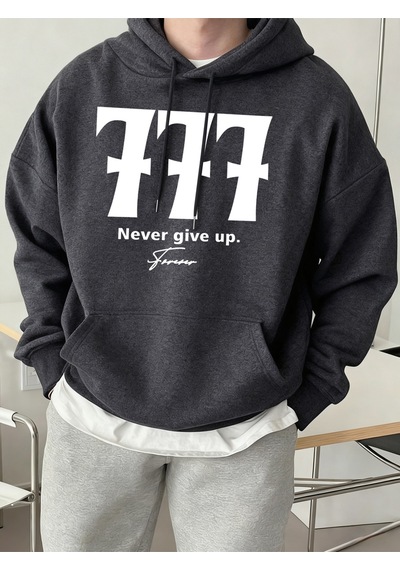 Startmore Startmorenever Give Up Number 777 Print Basics Sokak Kapüşonluları Erkekler Polar Yumuşak Sokak Giyimi Antrasit