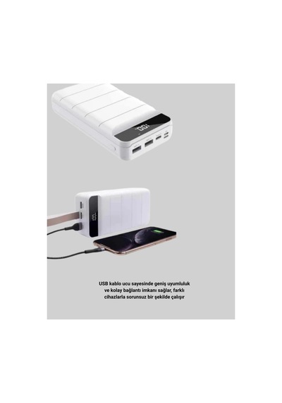 Çoklu Cihaz Uyumlu Led Ekranlı 50000 Mah Powerbank Çok Rnekli