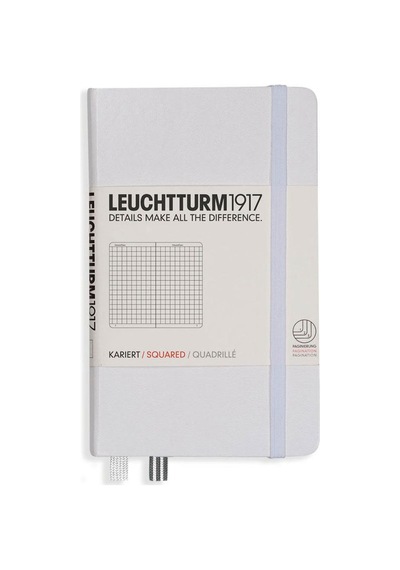 Leuchtturm1917 Not Defteri Cep Boy A6 , Sert Kapak, 187 Numaralandırılmış Sayfa, Kareli, Beyaz