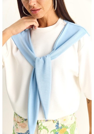 Shade Kadın Şal Detaylı Oversize Basic T-shirt 1094 60286118 - Beyaz-bebe Mavi Beyaz - Mavi Shade Kadın Şal Detaylı Oversize Basic T-shirt 1094 60286118 - Beyaz-bebe Mavi Beyaz - Mavi