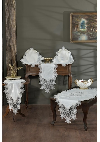 Firdevs Salon Takımı 5 Parça Krem Krem